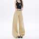 Wholesale Dropshipping Khaki American Retro Jeans Floor-Length Pants for Women Summer New Design Loose Wide-Leg Straight Pants