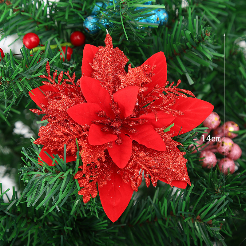 Flor Artificial de Navidad Rosa Dorado de Doble Capa - Adorno para Árbol, Guirnalda y Decoración al por Mayor
