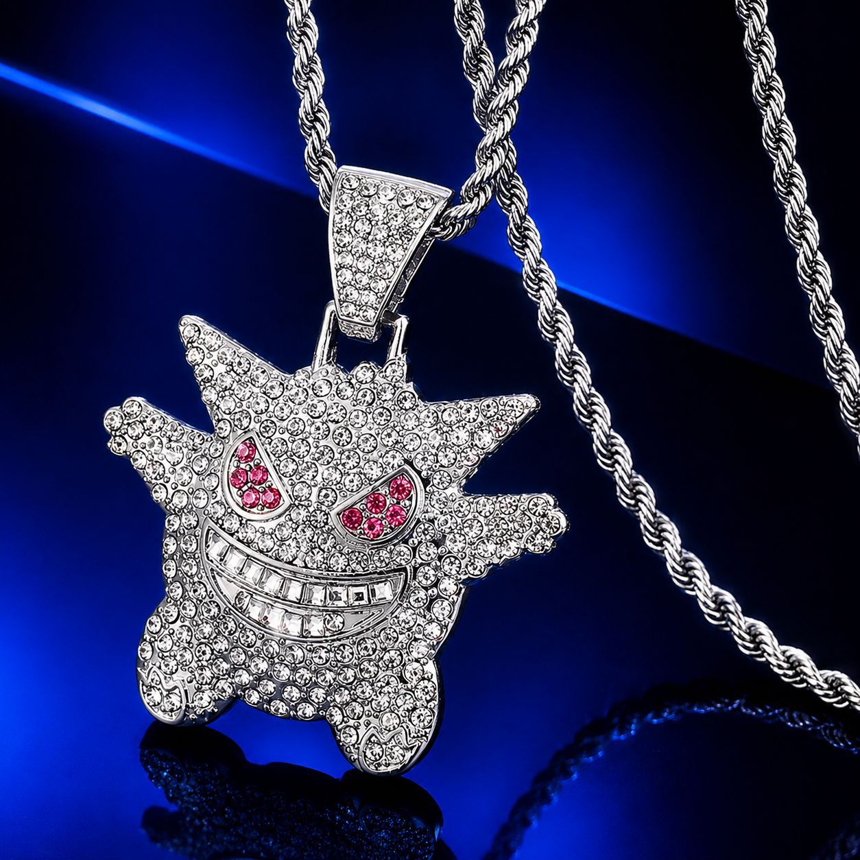Hip-hop collar de diamantes cubano Hip-hop Pokémon Elf Anime Pet Elf Geng Ghosts Colgante de aleación image 5