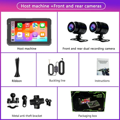 Motorcycle driving recorder Cam Wireless Carplay Android - 6inch-v553-recorder