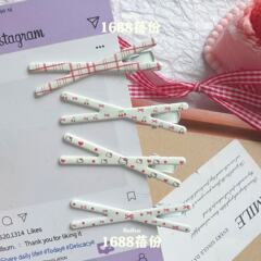 红色印花樱桃蝴蝶结猫咪交叉发夹格纹波点百搭少女心碎发卡鸭嘴夹