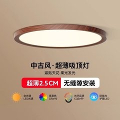 中世スタイルの寝室のシーリングランプ、ハイエンドのシームレスな目の保護ランプ、クルミ色のバルコニー通路廊下ルームランプ