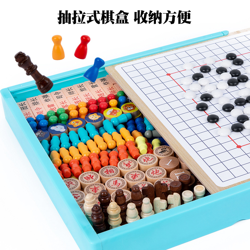 Gran juego multifuncional ajedrez volador ajedrez damas cinco piezas ajedrez bestia ajedrez Go serie Juguetes educativos para niños