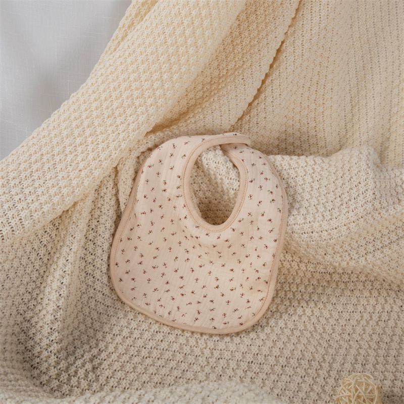 Toalla de saliva en forma de U con estampado de algodón de clase A, gasa de 4 capas de algodón impermeable para bebés, suave y absorbente para hombres y mujeres baberos para bebés