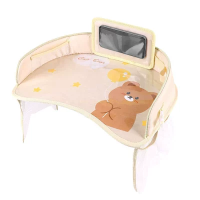 Children's safety seat tray car multi-function storage waterproof car infant cartoon dining plate table Board (Car table board) - d886-round-color-print-balloon-bear-default