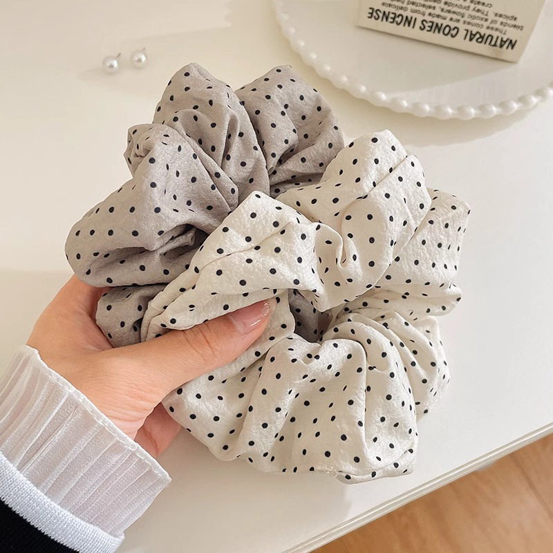 Cream coreana punto de ondulación intestino grueso cabeza cuerda de cabello para mujeres 2025 nueva cuerda de cabello de pellizco correa de cabello alta tocado de cola de caballo