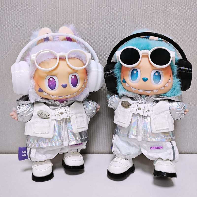 Labubu ベビー服シルバーフェイクツーピースウインドブレーカーシューズセット 15cm17cm Labubu ベビー服に適しています|undefined
