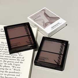 跨境专供哑面双拼盘干湿两用自然提亮立体高光粉饼修容一体多用盘