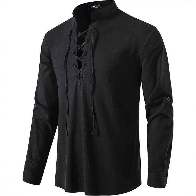 jeemitop men's pure cotton vintage lace shirt, suitable for Renaissance period pirates and medieval sea enthusiasts jeemitop men's pure cotton vintage lace shirt, suitable for Renaissance period pirates and medieval sea enthusiasts
