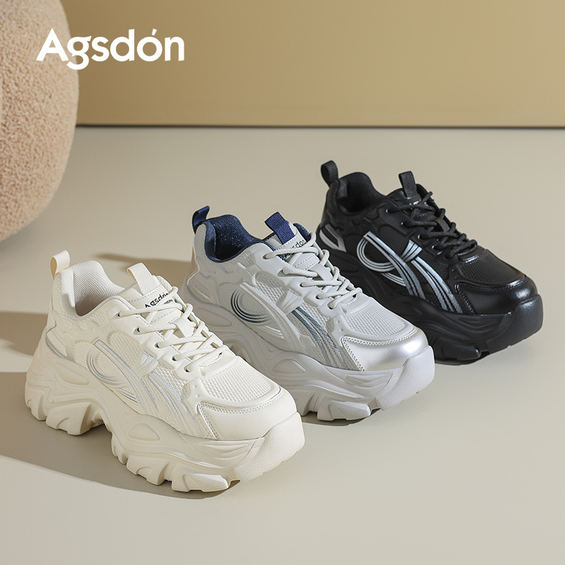 Augu Shi Deng zapatos para mujeres 2025 nuevo otoño con suela gruesa pequeña moda blanca casual zapatos deportivos de moda