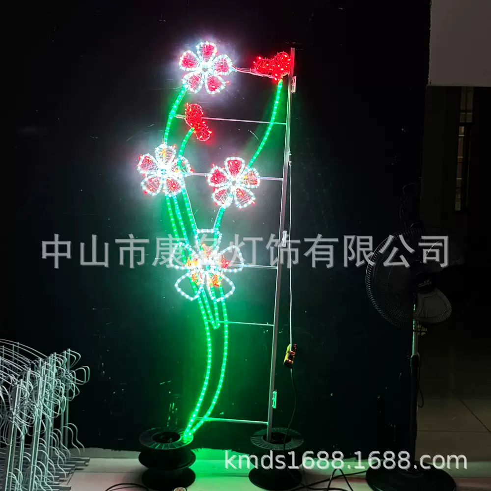 路灯杆花灯装饰造型图案轮廓彩灯线条小品工艺灯带节日樱花