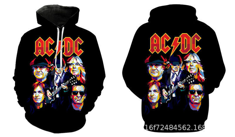 2023 New Cross-border AliExpress Amazon ACDC Series Rock Band 3D Digital Printing Hooded Sweatshirt