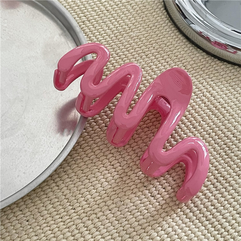 60g Weight Hair Claws Hair Accessories Type 1 Piece Quantity Holiday, Daily Occasion Plastic Material Waves, Lines Pattern Women's Gender Sweet, Korean Style Style Women's Sweet Korean Style Waves Lines Plastic Hair Claws 11