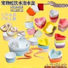 爬宠陶瓷水盆水碗守宫蜥蜴鬃狮肥尾食盆蜘蛛蛇水盆泡澡防逃脱