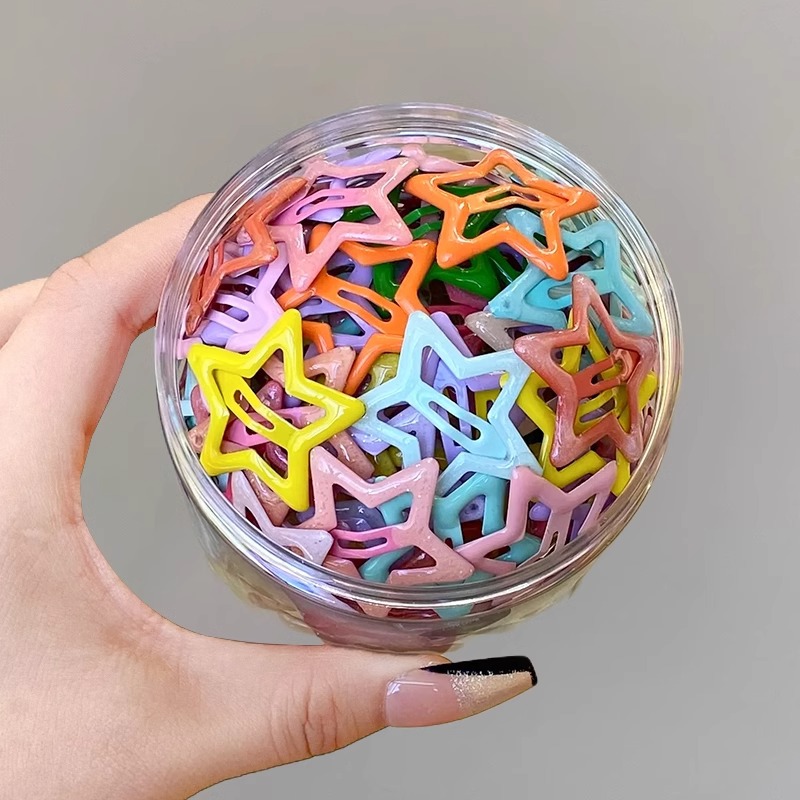 Estrellas de color clip de cabello para mujeres clip lateral de dopamina para niños clip de cabello para niñas pentagramas detrás de la cabeza clip de cabello BB