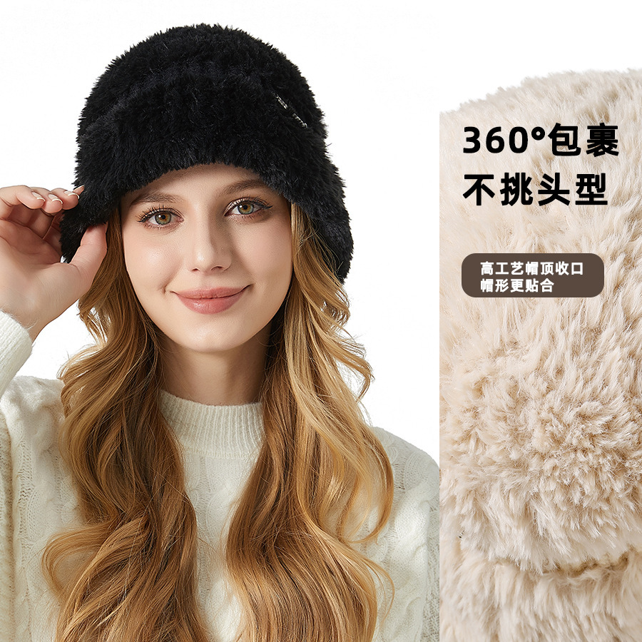 Sombrero de pescador de invierno de las mujeres al aire libre a prueba de viento caliente cuenca sombrero costura engrosada protección del oído sombrero de punto casual sombrero de lana marea