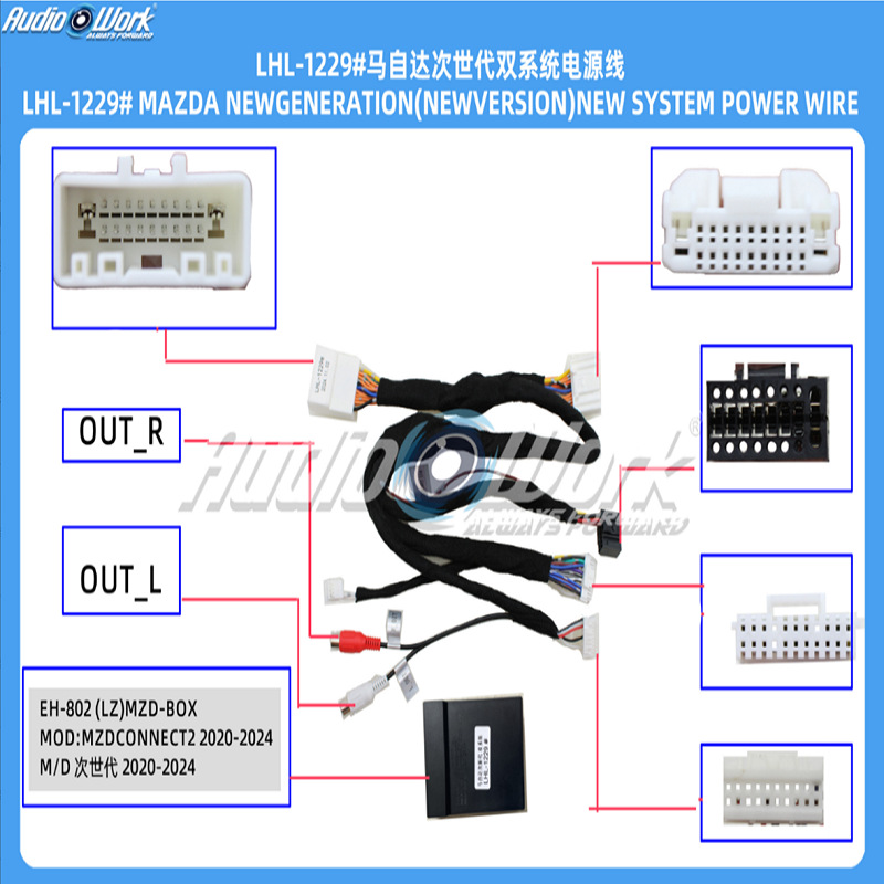 LHL-1229#导航线材 安卓中控大屏电源线 适用马自达次世代双系统