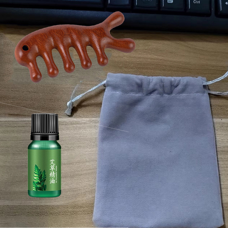 Entrega de una sola pieza peine de masaje de sándalo dorado peine de masaje de cabeza Meridiana peine de sándalo de cinco dientes al por mayor suministro directo de fábrica