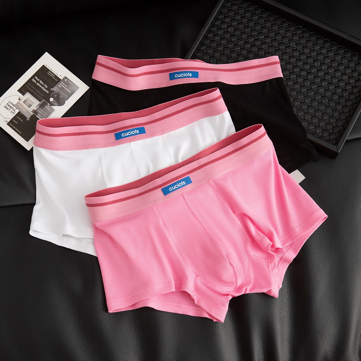 Men's Sexy Underwear Ribbed Modal Threaded Thin Summer Breathable Shorts Boys Underwear Boxer Briefs Mid-Waist