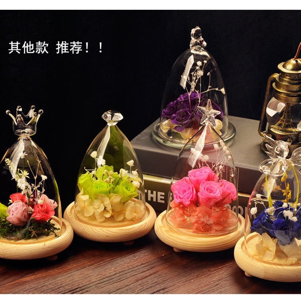 Mxmade vidrio creativo cubierta de paisaje cubierta de vidrio de diamante micro paisaje florero flor eterna cubierta de vidrio