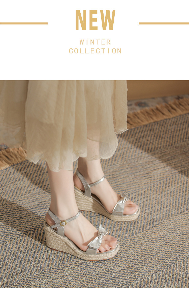 Sandal cao gót nữ hở mũi đế xuồng bện thừng gót 9 cm — màu vàng chi tiết 2