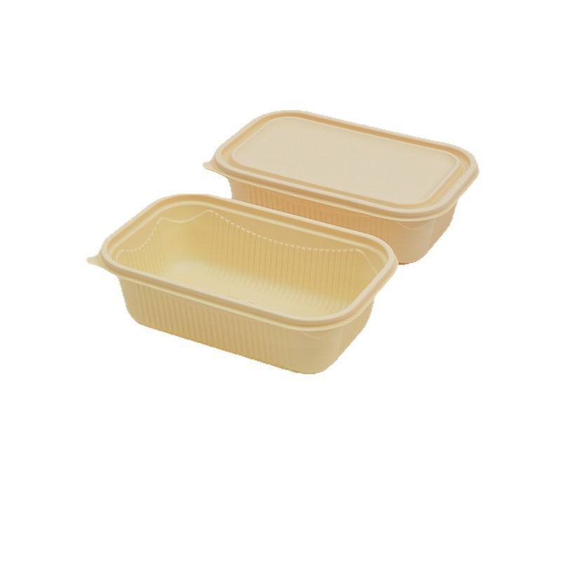 Caja de comidas desechable de almidón de maíz calentable por microondas, caja de embalaje comercial de grado alimenticio degradable, caja de comidas para llevar
