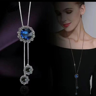 Cross-border European and American style necklace women's versatile long sweater chain high-end light luxury niche tassel autumn and winter accessories