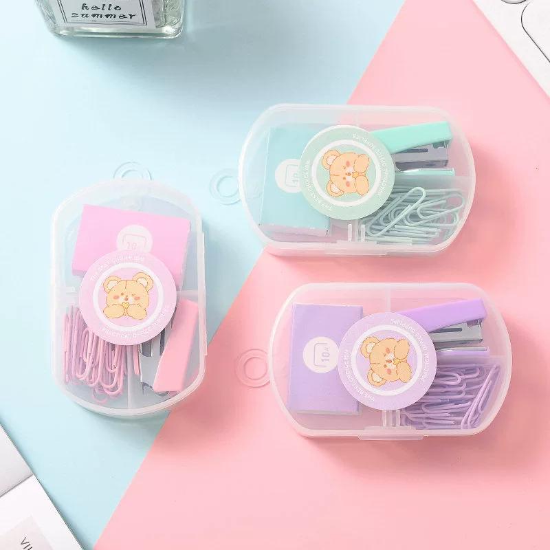 Macaron color mini booking machine student stationery combination set cute bookmaker convenience minimum nail machine