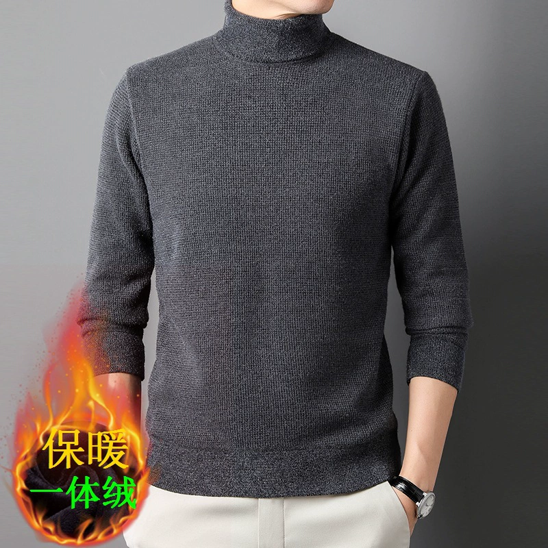 Новый зимний свитер-водолазка для мужчин, из кашемира и норки, с флисовой подкладкой и утолщением, базовый слой, теплая одежда для мужчин.
