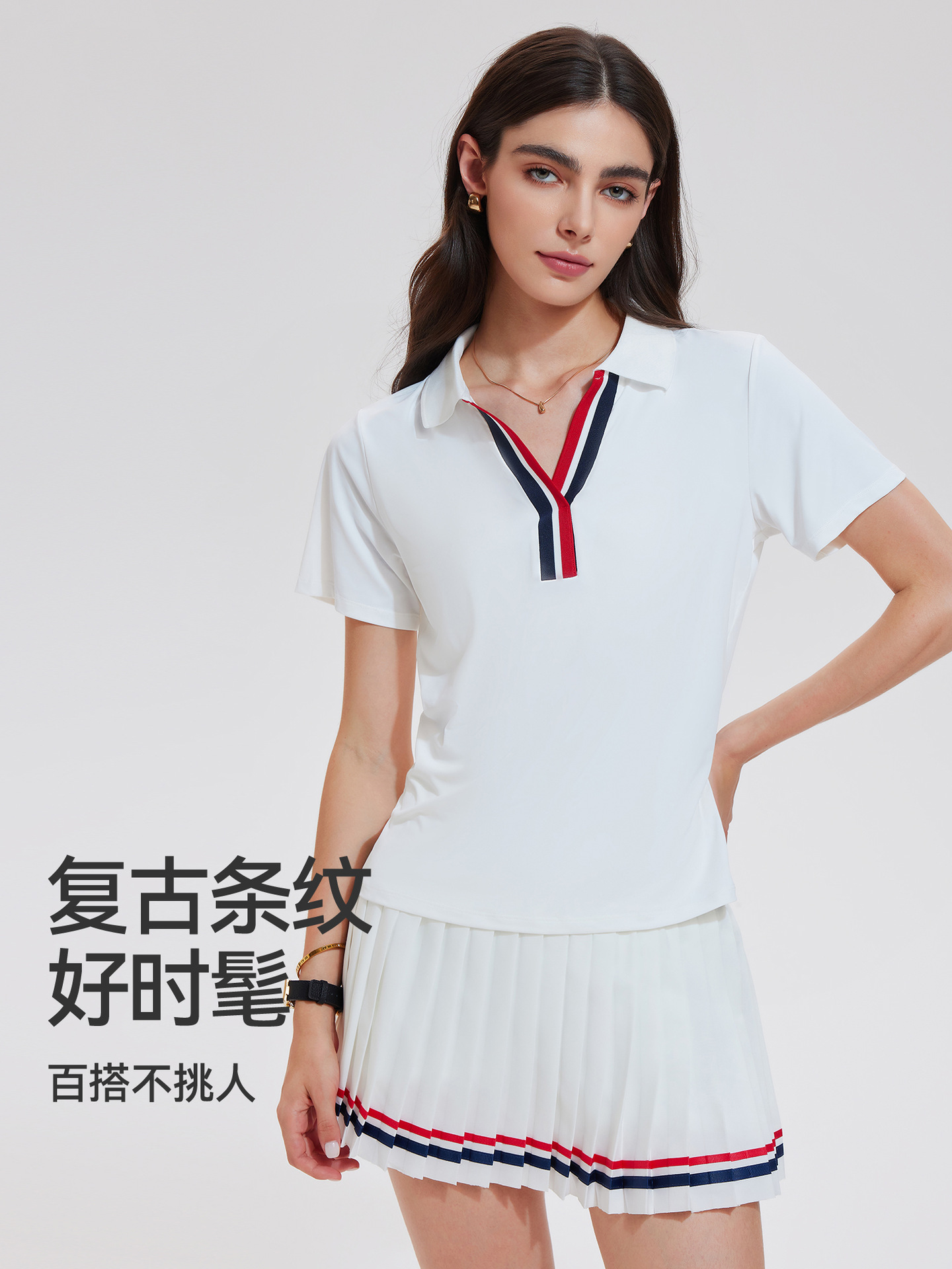 Caijue trajes de tenis transfronterizos trajes casuales de mujeres delgados mangas cortas polo bádminton fitness rápido seco conjunto deportivo
