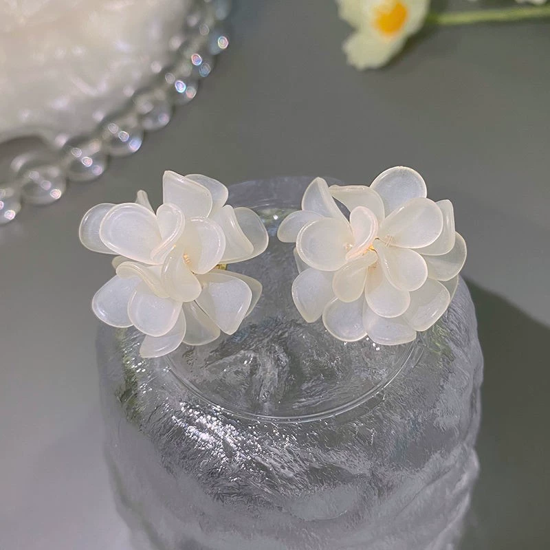 Милые универсальные серьги цветок, френч стиль, высокое качество, интернет-звезда