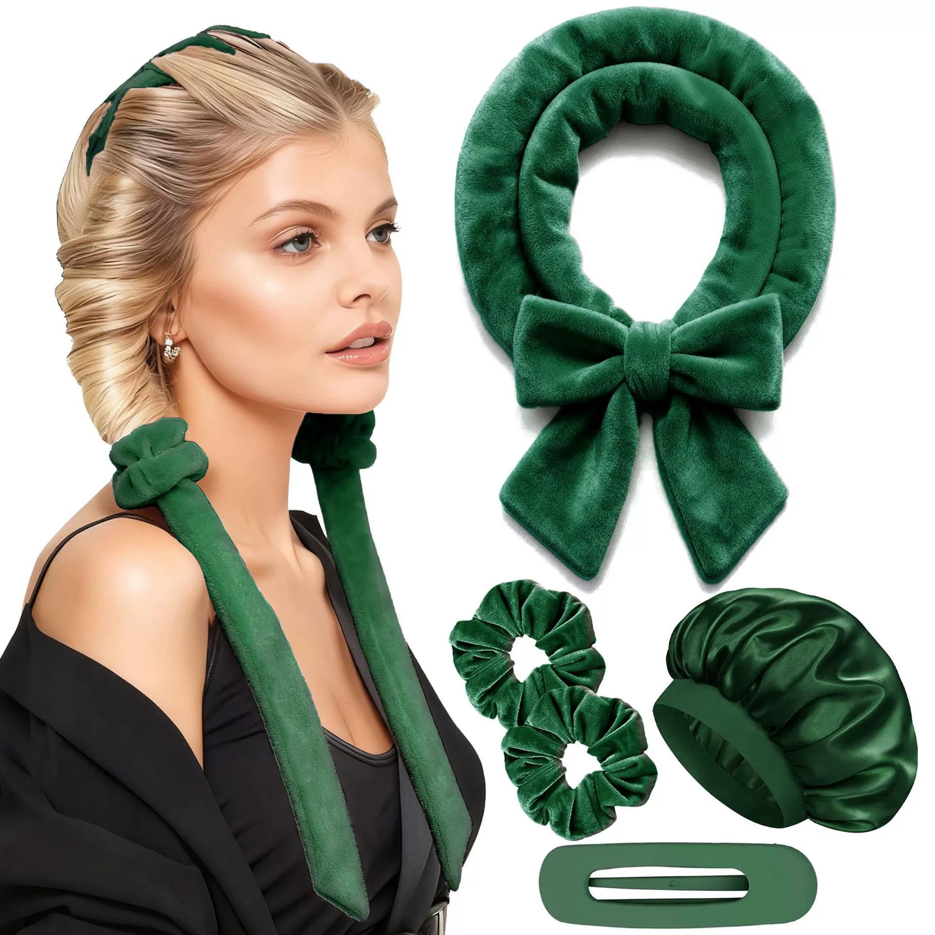 Harmless soft curly hairgrip with bow, (Cross-border trading), no hair damage, high-quality style
