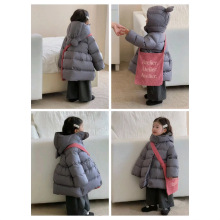 24冬季新厚外套新国标90白鸭绒女童连帽保暖中长款羽绒服三防面料