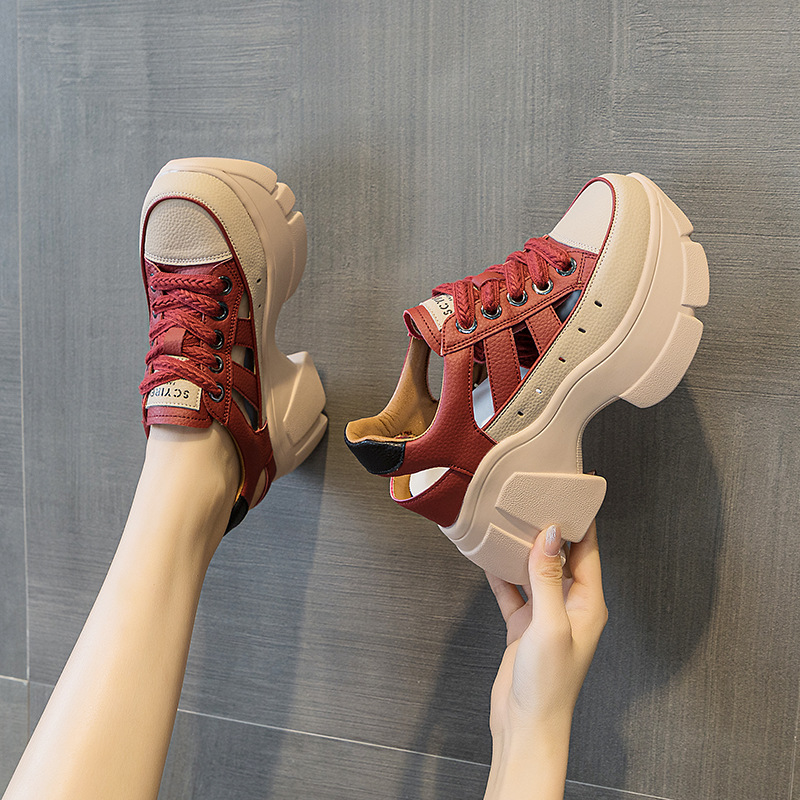Giày sneaker nữ đế dày phong cách bố thể thao, thiết kế khoét lỗ thoáng khí, tăng chiều cao ẩn — M2581 trắng, M2581 xanh, M2581vàng, M2581 đỏ