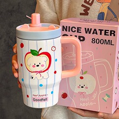 ビッグマックセラミックライナーウォーターカップ大容量アイスカップハンドル付き女の子のための見栄えの良い2025新しい魔法瓶カップ