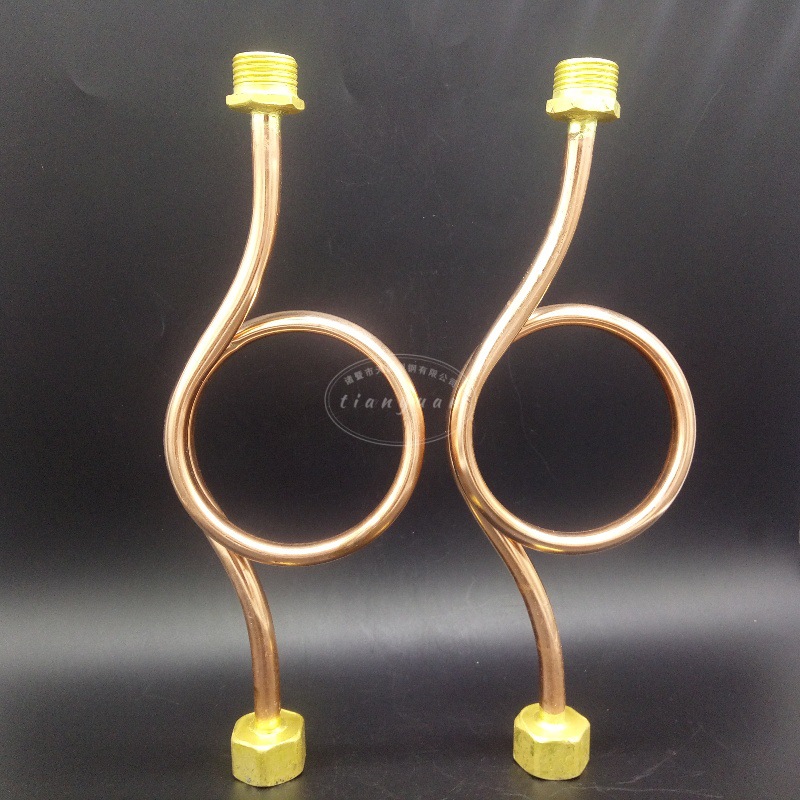 全铜加厚表弯管紫铜压力表弯管压力表缓冲弯管4分DN15接100压力表