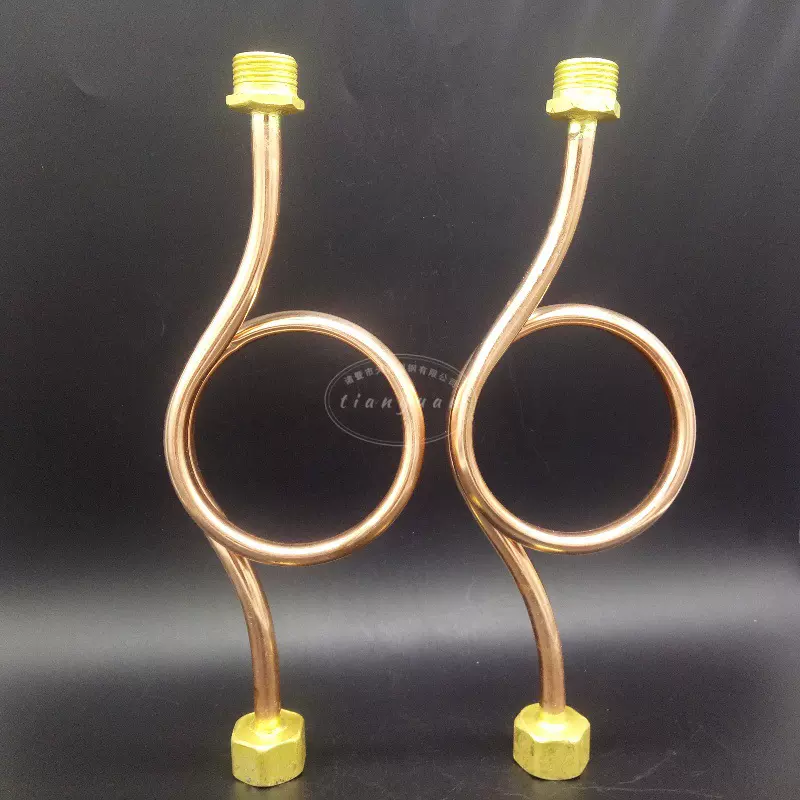 全铜加厚表弯管紫铜压力表弯管压力表缓冲弯管4分DN15接100压力表