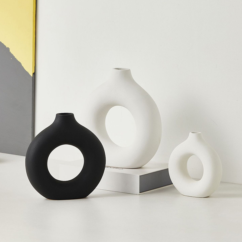 Amazon creativo donuts flor de cerámica flor de alto nivel de sensación de sala de estar comedor geometría decoración decorativa de mesa