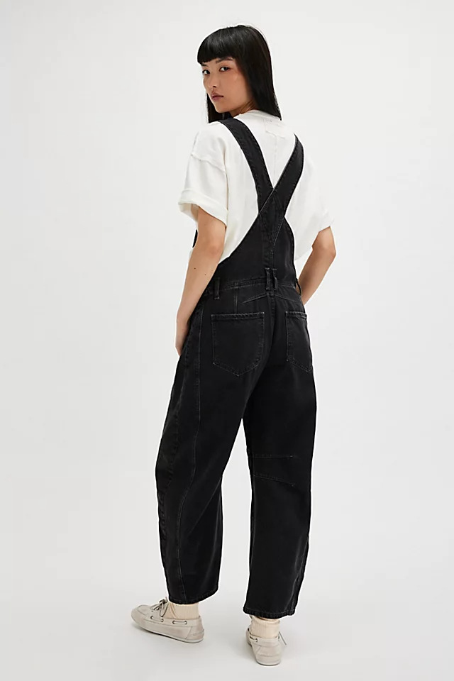 Damen Denim Latzhose Im Retro Stil Weiter Gerader Schnitt_voghion.com