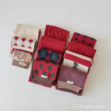 新年款大红色儿童围巾 秋冬季男女童复古百搭仿羊绒护颈保暖围脖