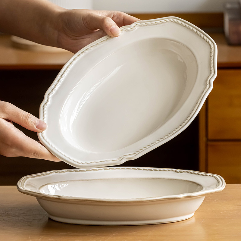 Palacio moderno estilo profundo placa vintage plato de alivio del hogar plato de pescado al vapor plato grande vajilla de cerámica al por mayor