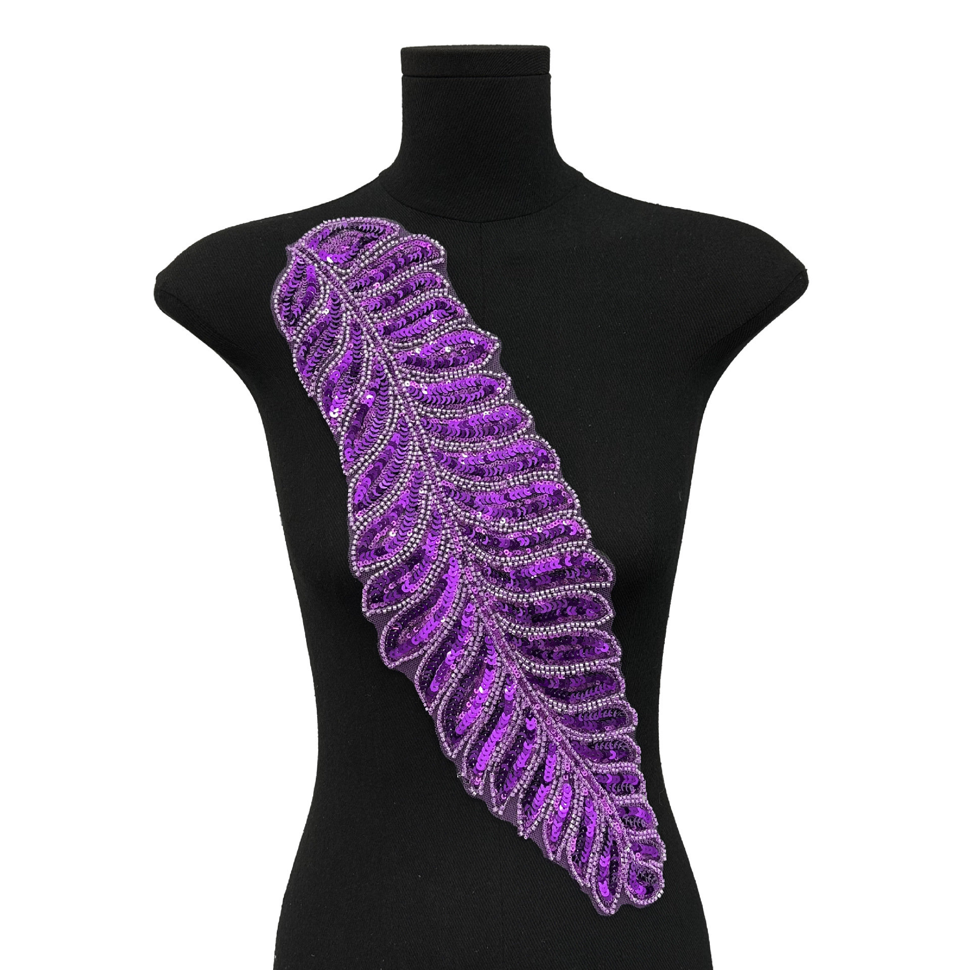Lentejuelas de malla de hojas de cola de pájaro, pegatinas de tela en forma de hoja de árbol de plumas, vestidos de novia, vestidos de novia, accesorios de ramillete bordados