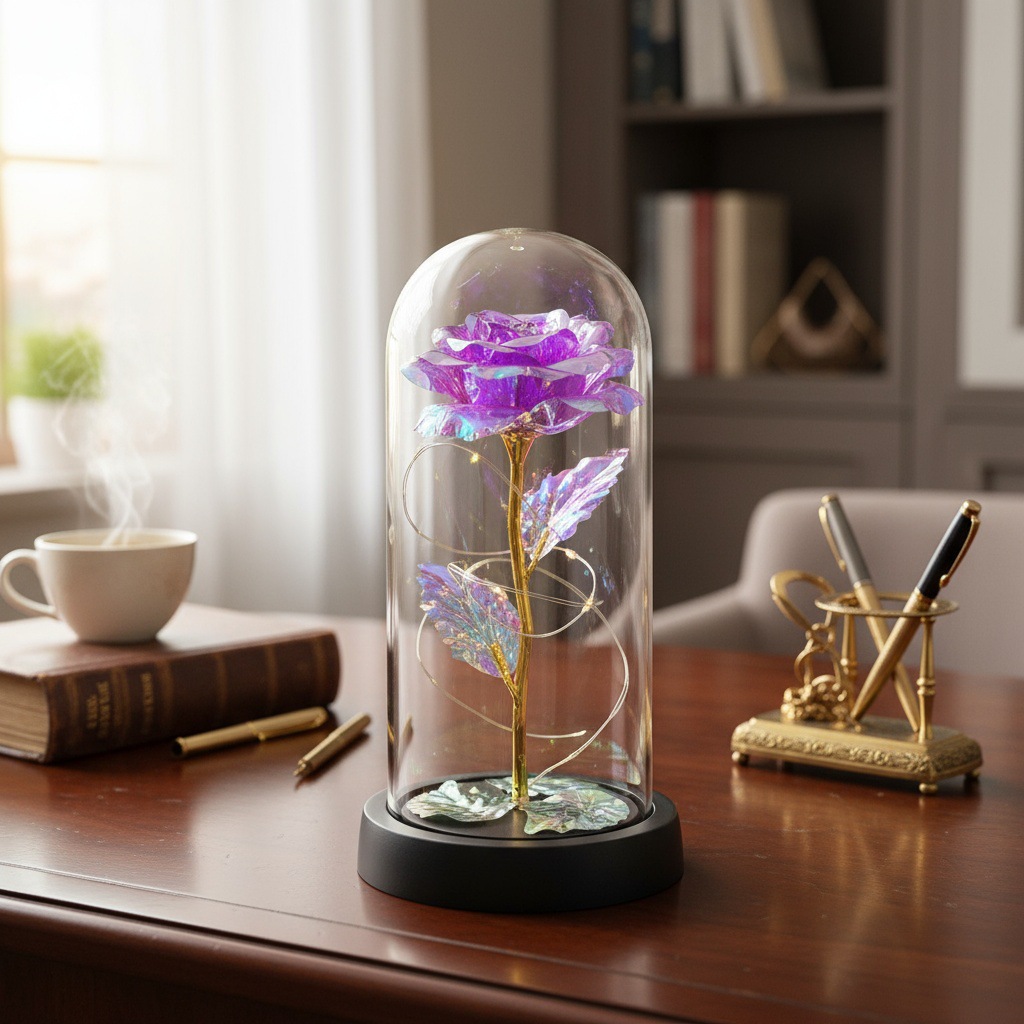 Rosas transfronterizas inmortales flores cubierta de vidrio decoración pareja regalos de día de San Valentín Día de la Madre ideas de cumpleaños 38 regalos pequeños