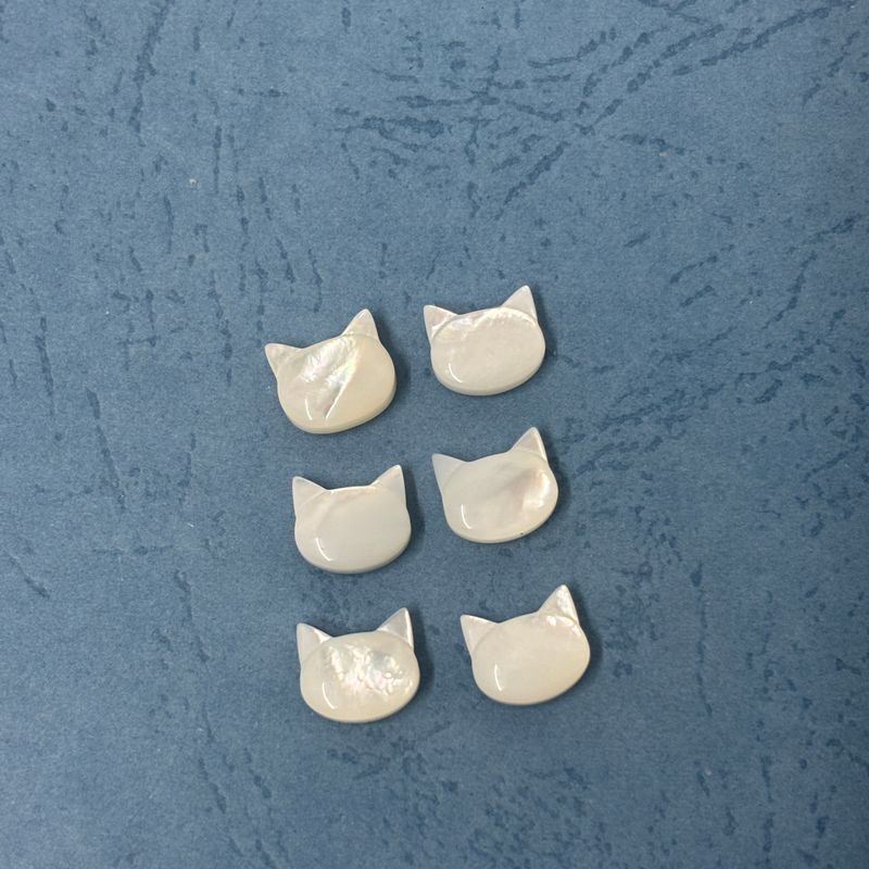 Pink Shell Carved Cat Head Black Butterfly Shell Horizontal Hole Kitten Head DIY Hair Accessories Earrings Material