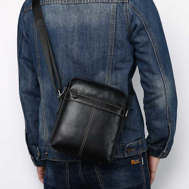Men's Genuine Leather Small Square Bag, Foreign Trade Casual Crossbody Bag, Vertical Style, Korean Style, Trendy Versatile Men's Shoulder Bag, Trendy Mobile Phone Bag Men's Genuine Leather Small Square Bag, Foreign Trade Casual Crossbody Bag, Vertical Style, Korean Style, Trendy Versatile Men's Shoulder Bag, Trendy Mobile Phone Bag