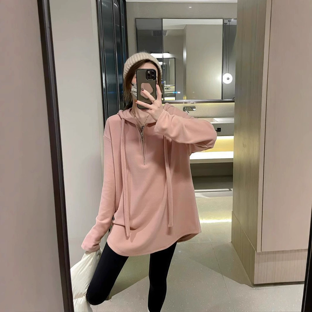 Большой размер 300 кг Delong теплая рубашка с капюшоном зимняя новая свободная, тонкая и ленивая, дикая топ in