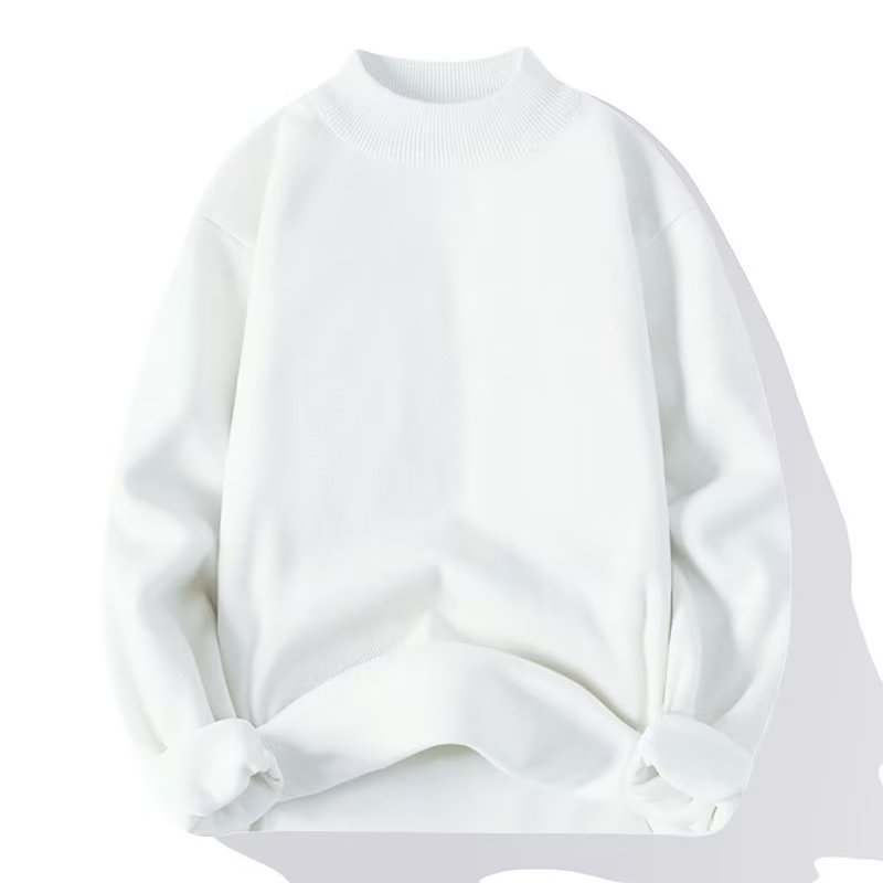 Otoño e Invierno de una sola pieza de terciopelo suéter de los hombres de color sólido media línea de cuello alto europeo y americano casual juventud suéter abrigo hombres