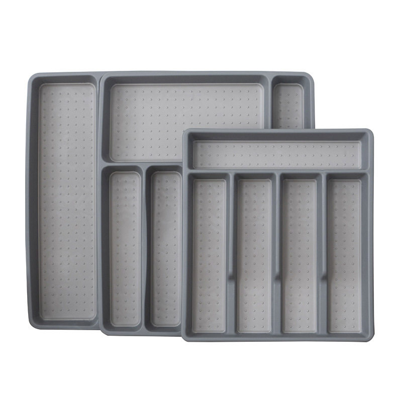 Caja organizadora apilable con compartimentos, ideal para cuchillos, tenedores y cucharas, bandeja para cajón de cocina