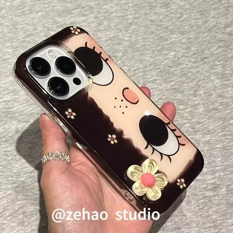 可爱长睫毛齐刘海花花女孩适用iPhone16promax苹果15手机壳14pro|undefined