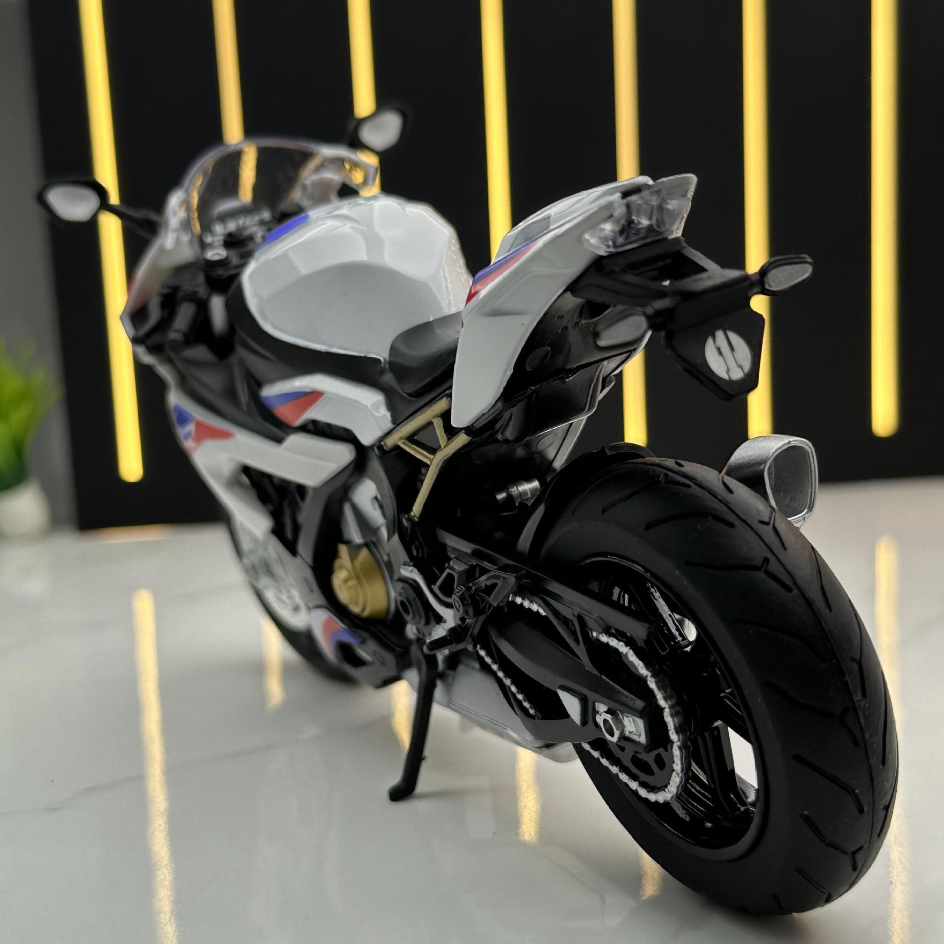 Huayi aleación coche modelo 1 a 12 baoma doble R motocicleta sonido iluminación juguete coche música modelo decoración colección